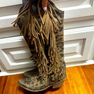 Liberty black womens chita miel fringe western boots